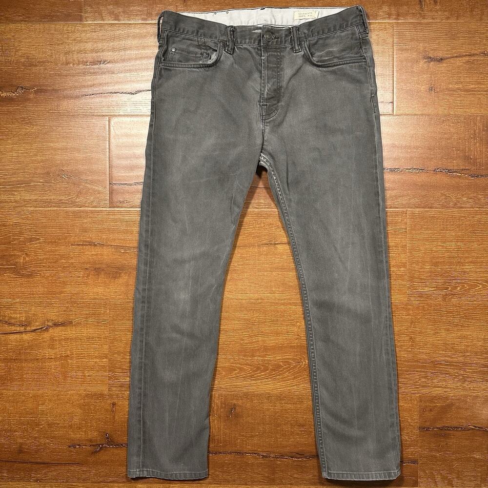 All Saints Cigarette Jeans Mens 33x28 Gray Slim Fit Cotton Alt Designer Retro